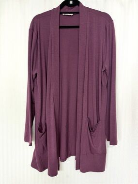 Zenana Open-Front Long Sleeve Pocketed Cardigan Size 3X